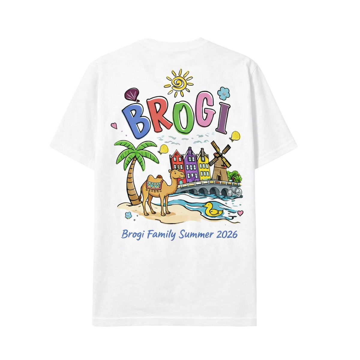 Brogi Family Summer 2026 T-shirt met postcard-print op de rug